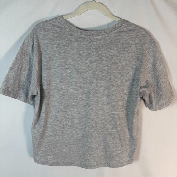 Bebe sport crop top tee T-shirt graphic size Large L Gray and Yellow color - Picture 6 of 7